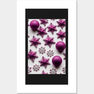 Christmas Seamless Pattern - Pink Violet Snowflakes #7.1 Posters and Art